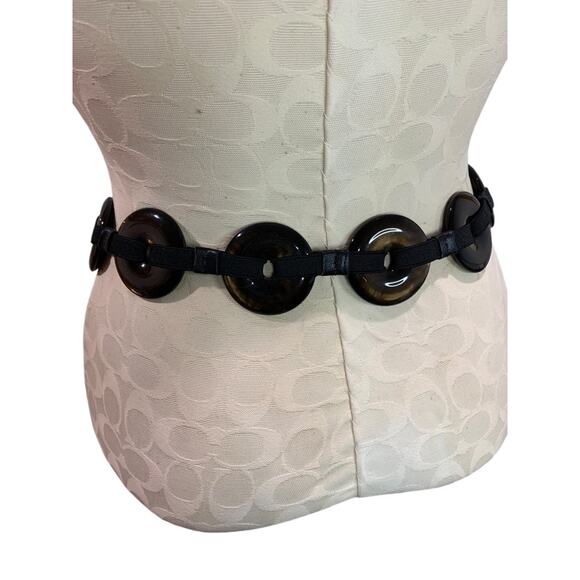 One Size Womens Reversible Statement Belt Stretch Elastic Toggle Clasp